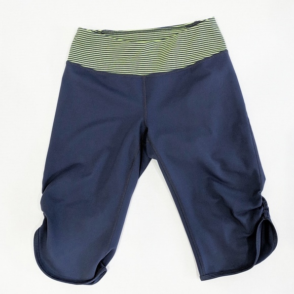 Zella Pants - Zella Blue/Green Striped Crop Leggings XS